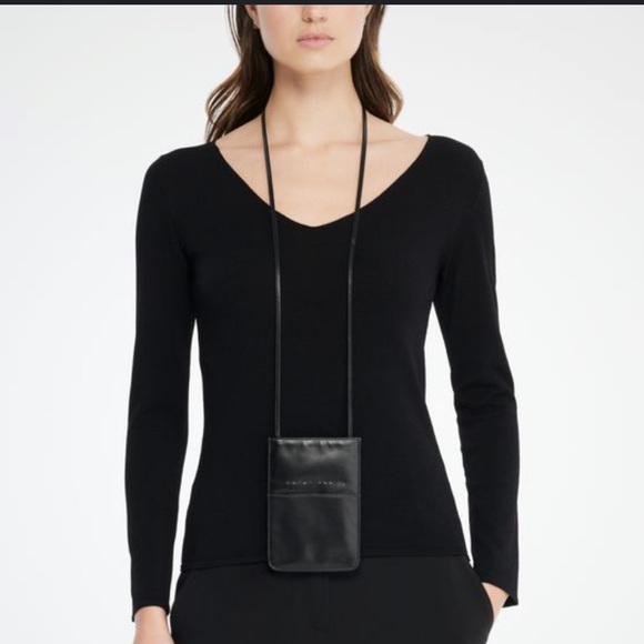 Sarah Pacini Black Leather Neck Pouch NWT - Picture 2 of 5